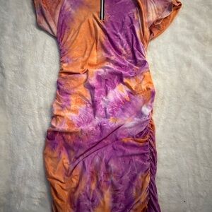 SHEIN Tie-Dye Midi Dress in Purple and Orange